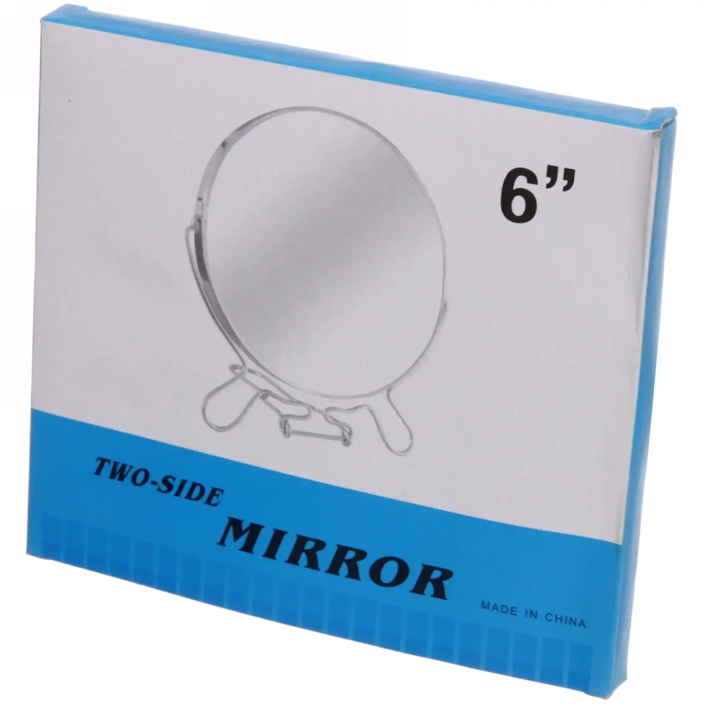 Зеркало настольное в металлической оправе «Практика» круг, подвесное, двухстороннее d-14см