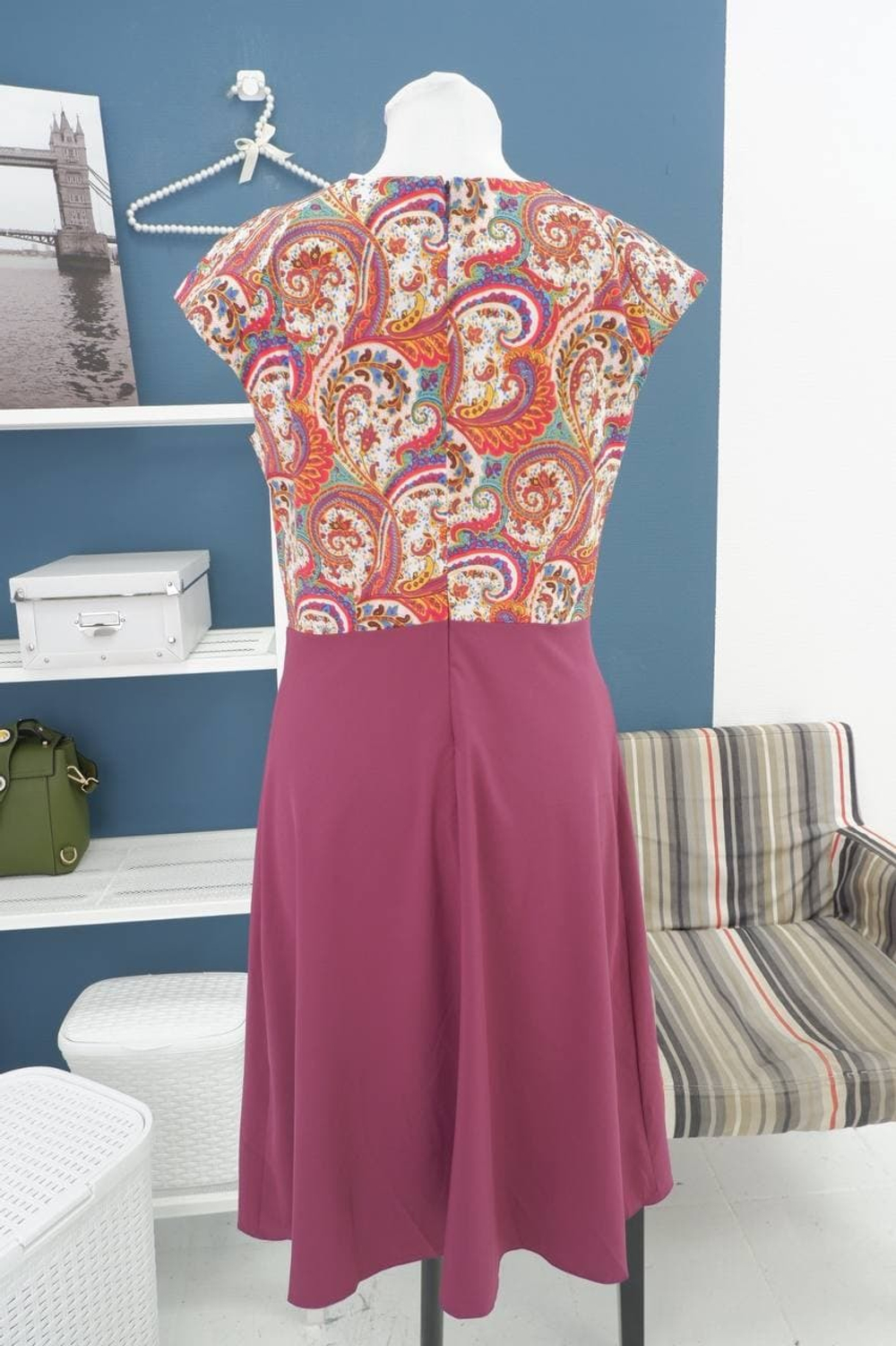 Платье DENIZA комбинированное бордовое 46 размер, новое