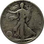 50 центов США Шагающая свобода  1921 двор D