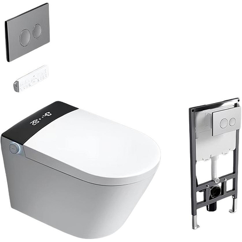 Комплект унитаза биде с инсталляцией Timo TE-751B с сиденьем Микролифт и Черной матовой клавишей смыва