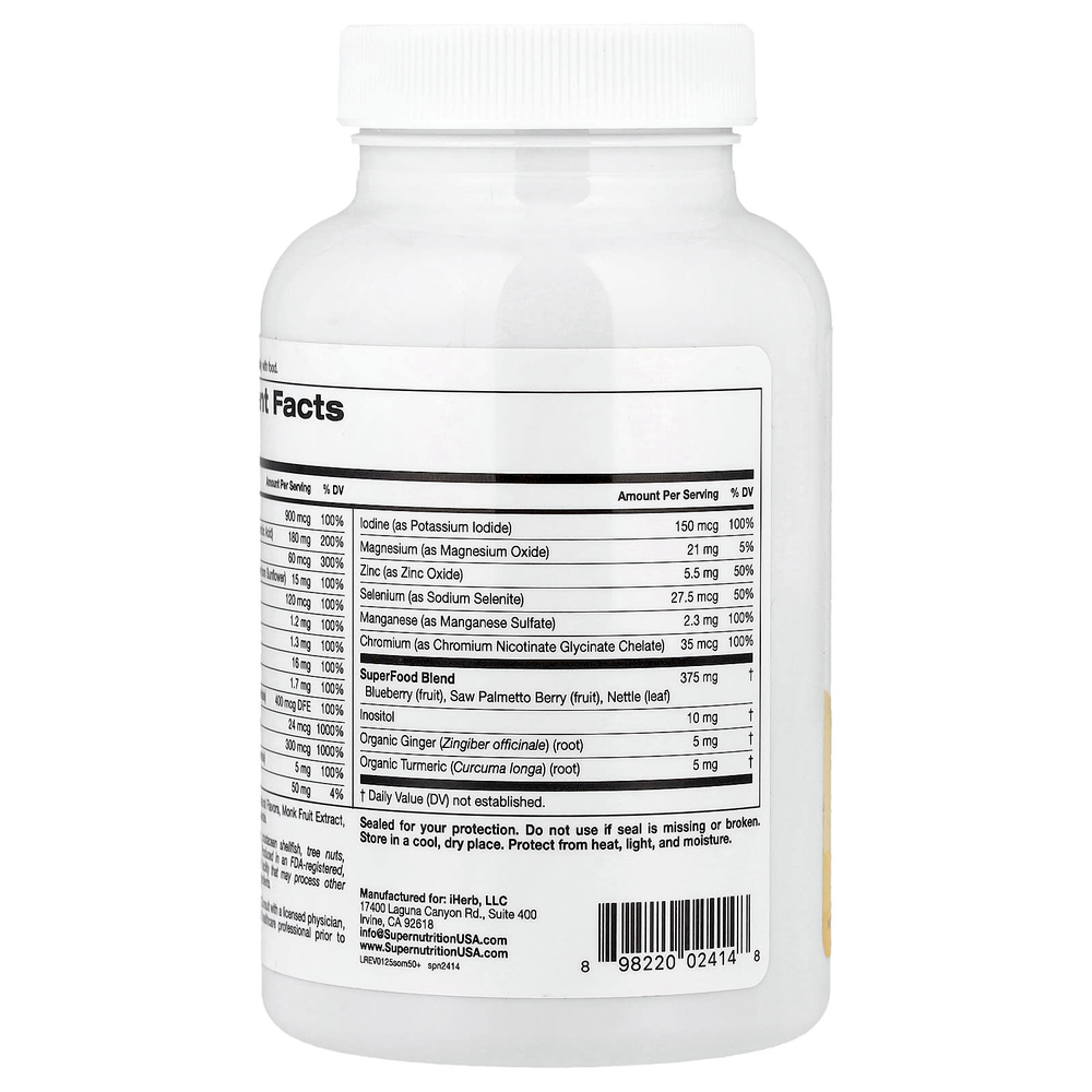 Super Nutrition, SimplyOne®, жевательные мультивитамины и поддерживающие травы для мужчин старше 50 лет, вкус ягод, 90 жевательных таблеток