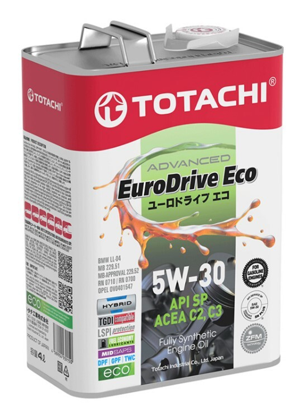 Масло Totach 5W-30 EURODRIVE ECO Fully Synthetic синтетическое C2/C3 SP/GF-6A 4л / 5W30