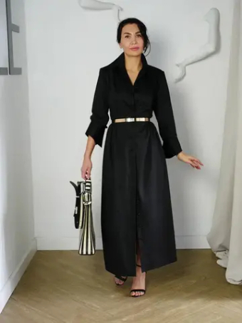 Платье-рубашка в черном