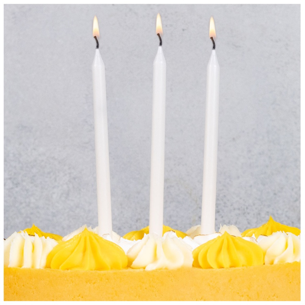 Свечи для торта белые 13 см, 12 штук