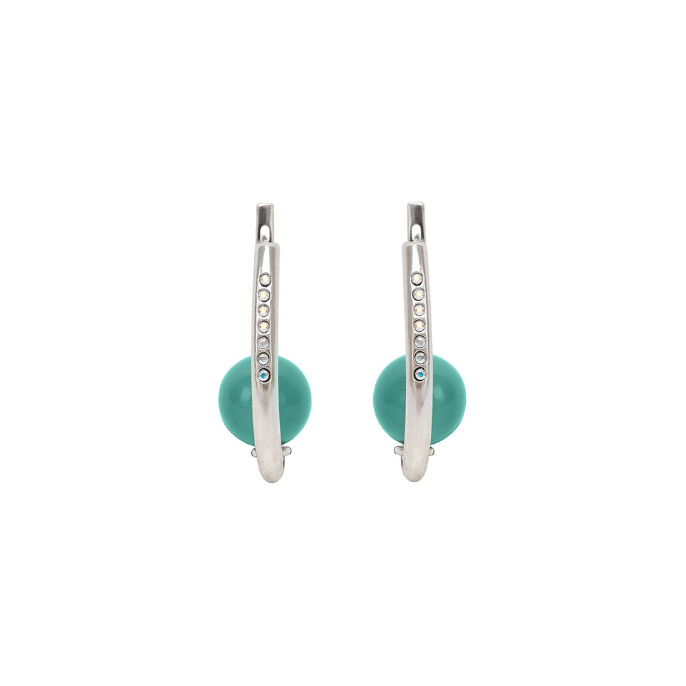 "Эол" серьги в серебряном покрытии из коллекции "Жемчужная" от  Jenavi  с английским замком