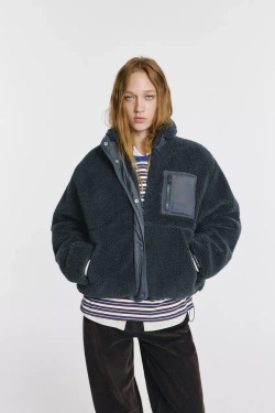 PULL&BEAR Куртка из искусственного меха, синий