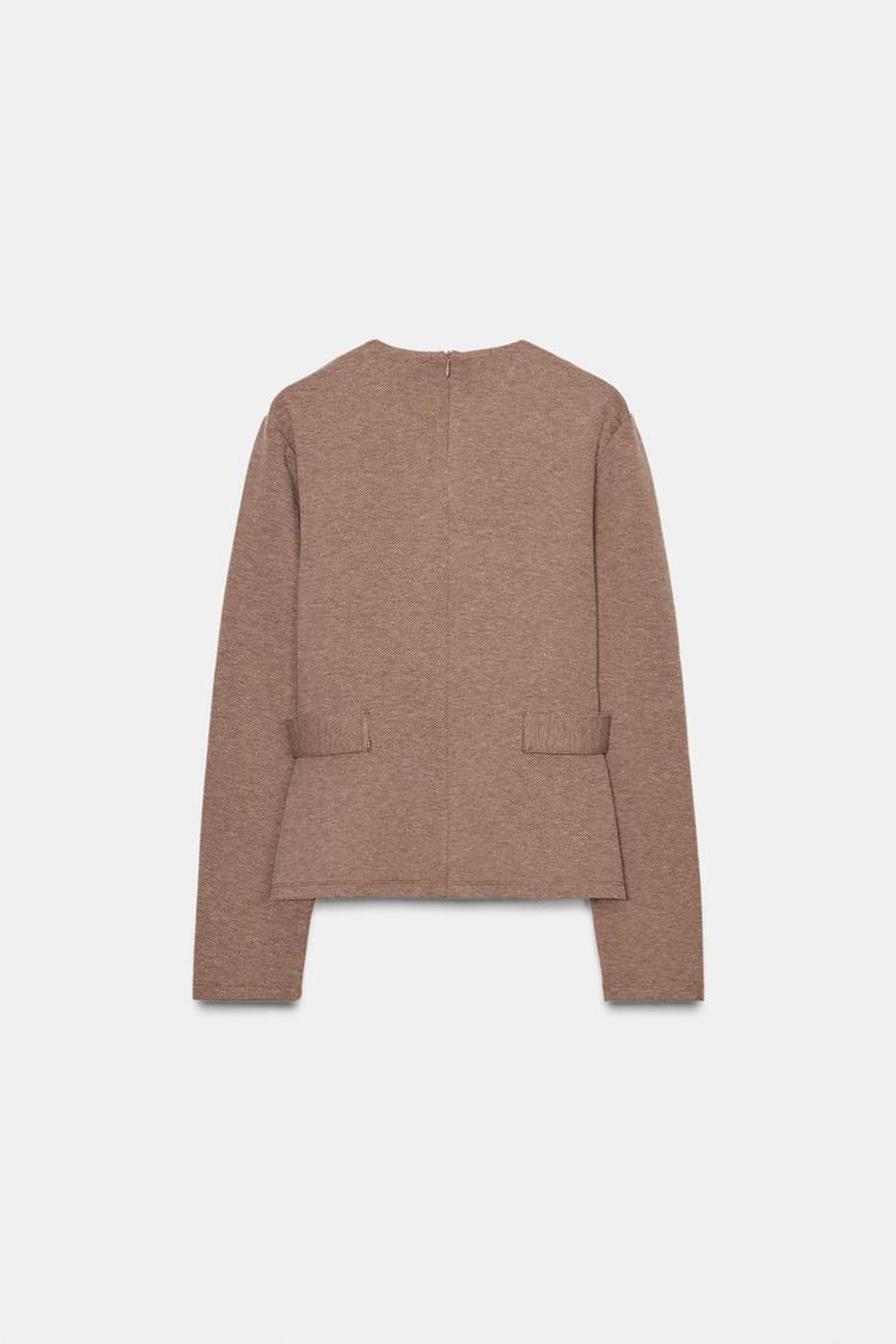 ZARA ТОП ИЗ САРЖИ С ПУГОВИЦАМИ, СВЕТЛО-КОРИЧНЕВЫЙ