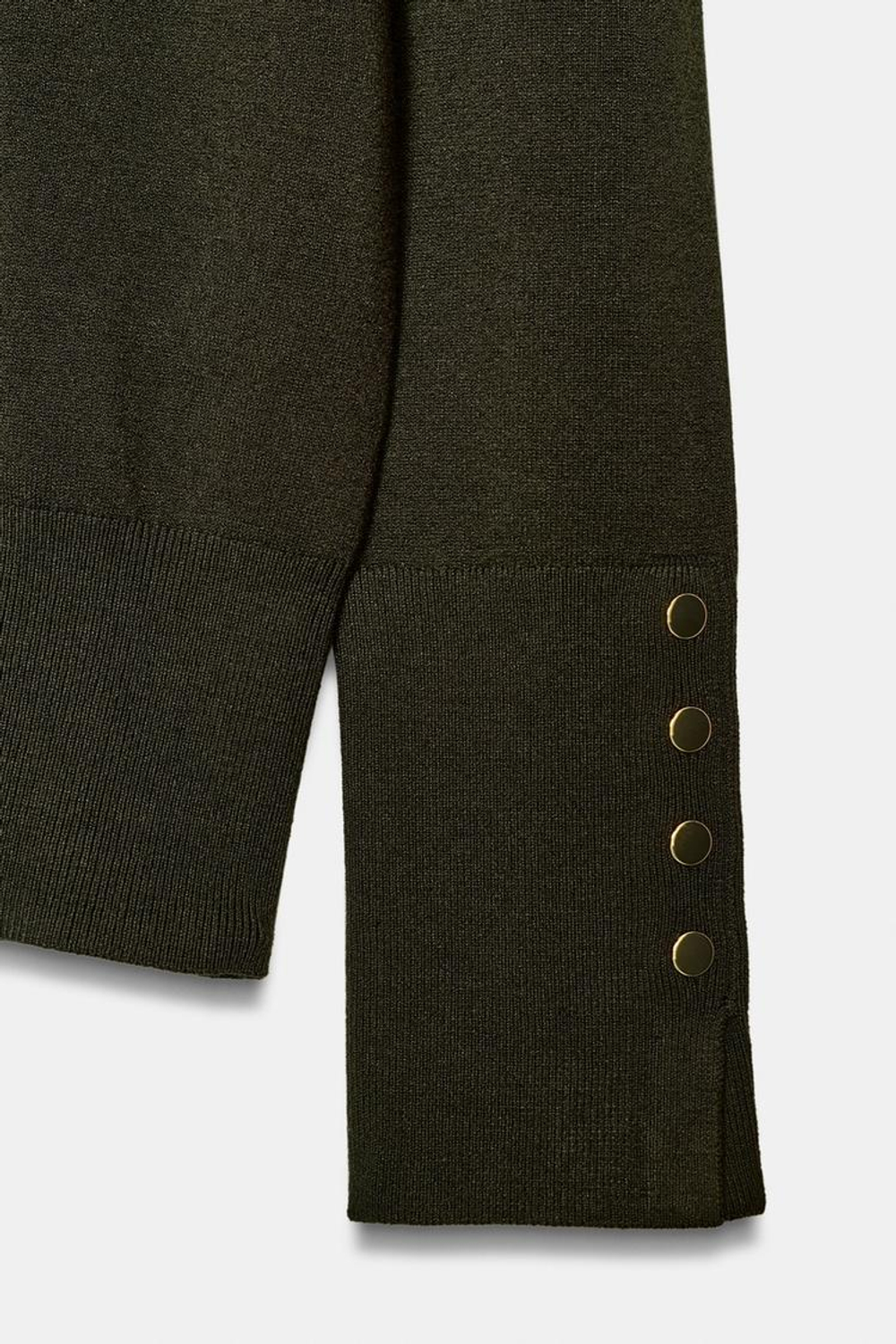 ZARA БАЗОВЫЙ ОДНОТОННЫЙ ДЖЕМПЕР, ТЕМНЫЙ ХАКИ