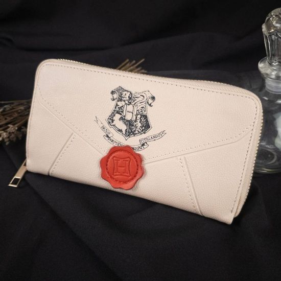 Большой кошелек Гарри Поттер с гербом и печатью Хогвартс, р-р 19х10,5х2,5см (слоновая кость)