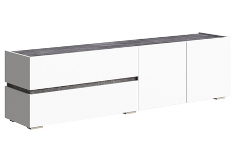 ТВ-тумба Woodville Атлон белый, бетон темный