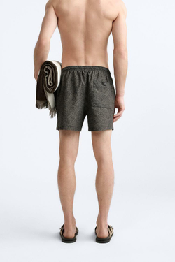 ZARA ПЛАВКИ С ЦВЕТОЧНЫМ ПРИНТОМ, СЕРОВАТО-КОРИЧНЕВЫЙ