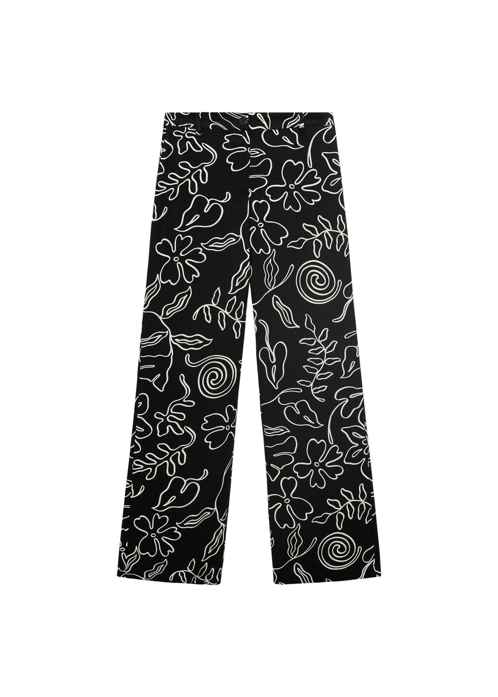 Брюки из смесового льна с цветочным принтом