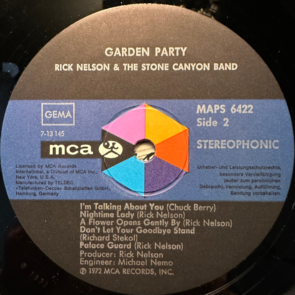 Rick Nelson And The Stone Canyon Band - Garden Party (Германия 1973г.)