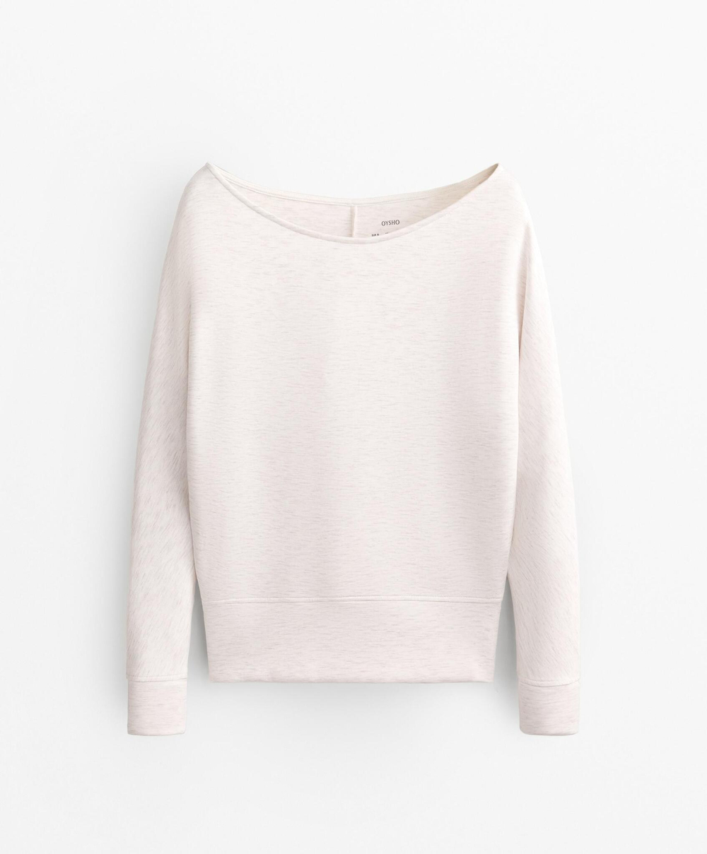 Oysho Толстовка укороченная с перекрещивающейся спинкой и модалом, меланж