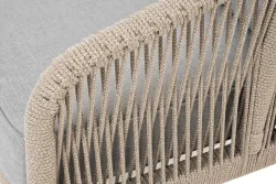 "Канны" диван 2-местный плетеный из роупа, каркас алюминий светло-серый (RAL7035) шагрень, роуп серый меланж круглый, ткань серая 017