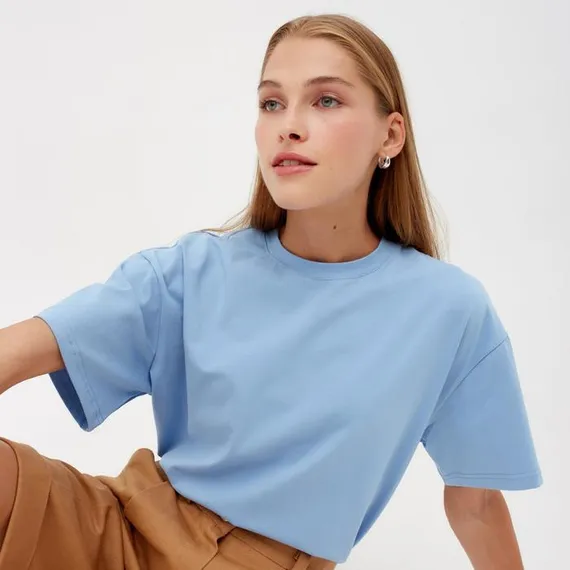 Футболка женская MINAKU: Оversize, цвет голубой, р-р 42