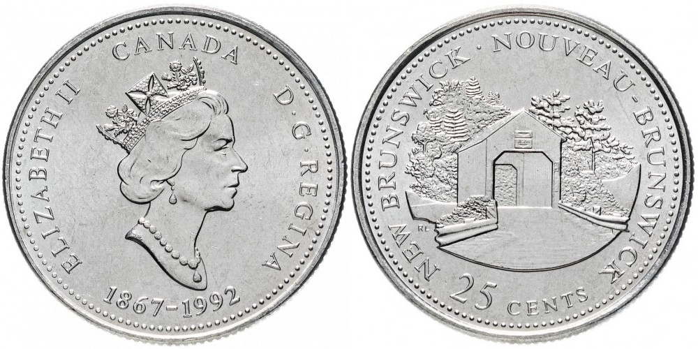 Канада 25 центов, 1992 Новый Бронсвик