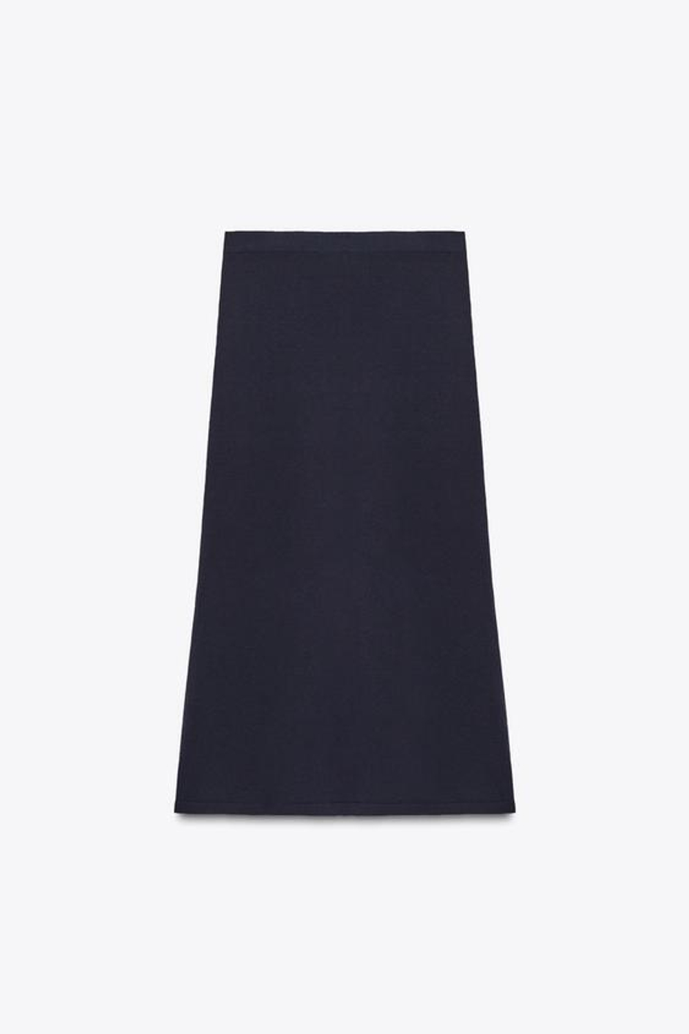 ZARA ЮБКА-МИДИ ОДНОТОННАЯ ТРИКОТАЖНАЯ, МОРСКОЙ СИНИЙ