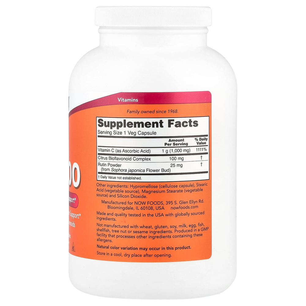 NOW Foods, C-1000, витамин С, 500 вегетарианских капсул