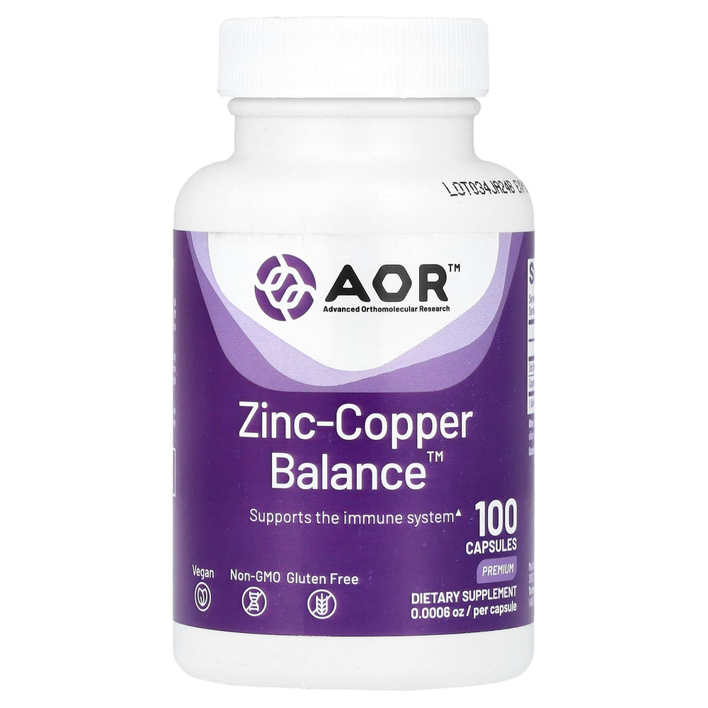 Advanced Orthomolecular Research AOR, Zinc-Copper Balance™, 100 капсул
