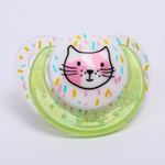 4770916 Пустышка от 3 мес., ортодонтическая, с кольцом, "Кошечка", цвет зеленый