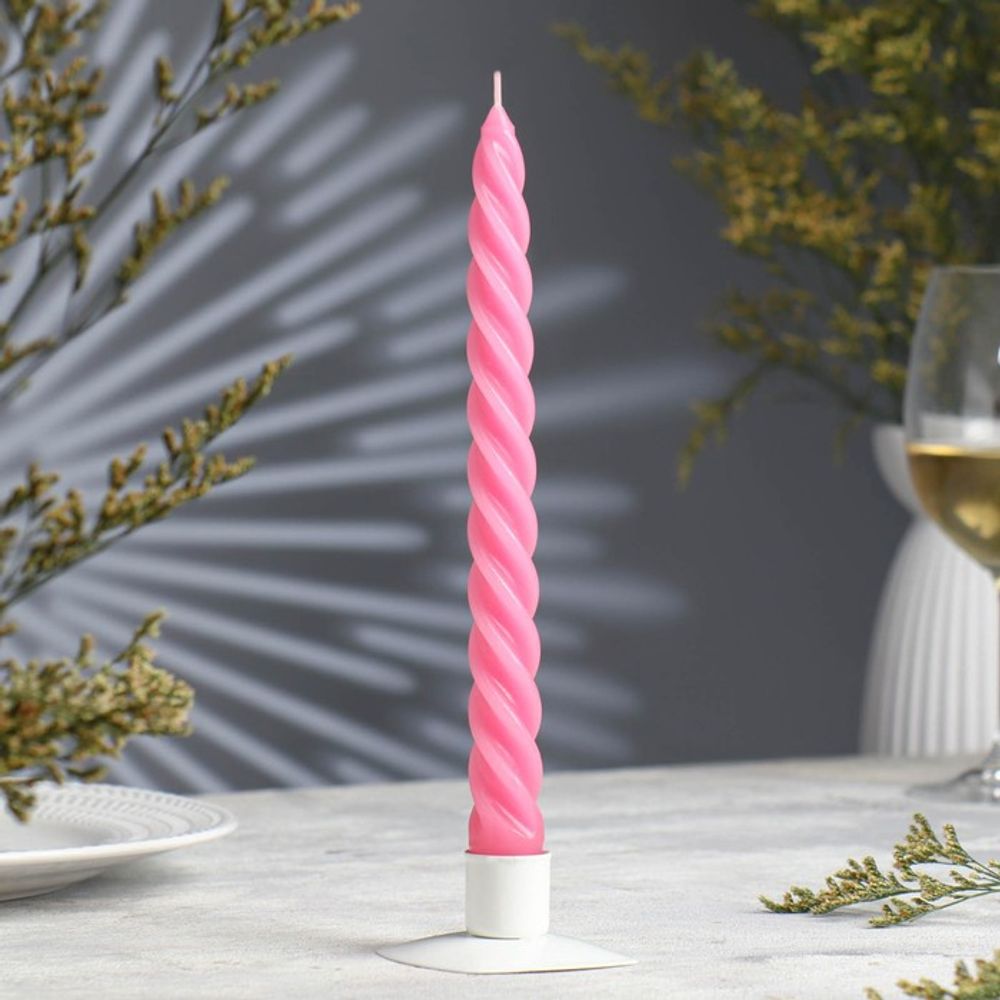 Свеча витая, 2.3×24.5 см, 5 ч, 50 г, тёмно-розовая