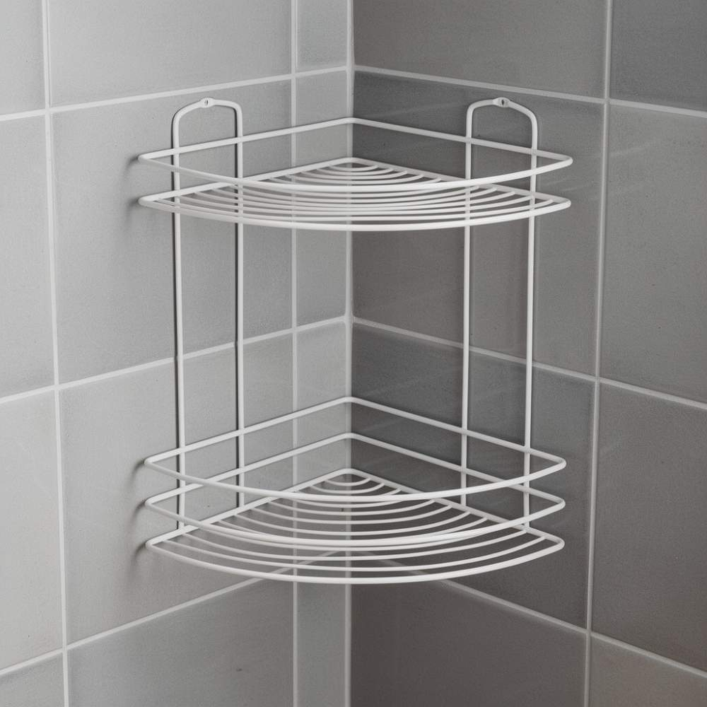 Полка угловая 2-х ярусная 21*21*30,5см "White", белый