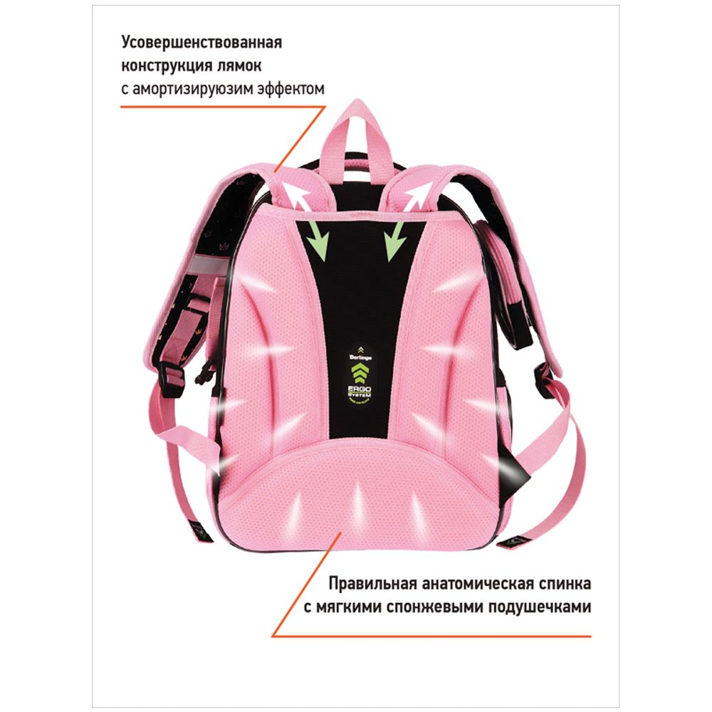 Ранец Berlingo Expert Plus Like a princess 38х29х15см, 2 отд., с анатомической спинкой