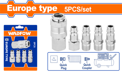Набор коннекторов пневматических 1/4" 5 шт (30/120) WADFOW WQP3670