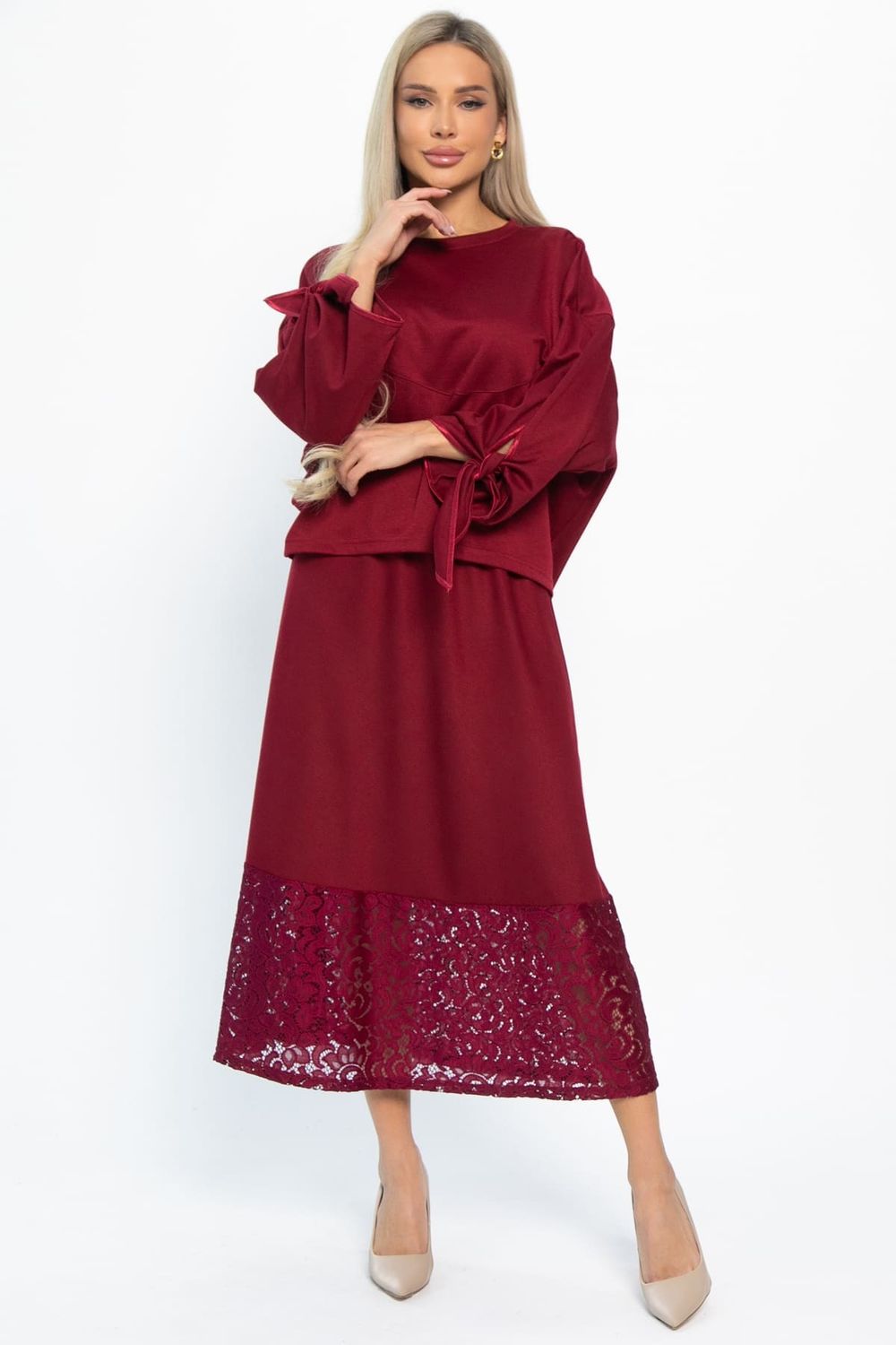 Юбка с кружевом Элегия (бордо) Ю14912-10М LT Collection