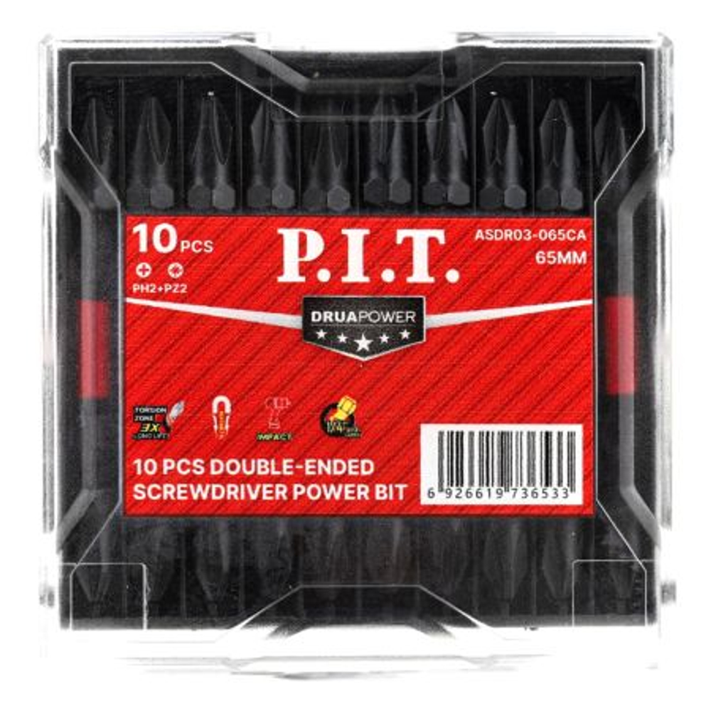 Бита двусторонняя P.I.T. PH2-PZ2x65мм (ASDR03-065CA)