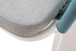 "Марсель" стул плетеный из роупа, каркас алюминий светло-серый (RAL7035) муар, роуп бирюзовый круглый, ткань светло-серая