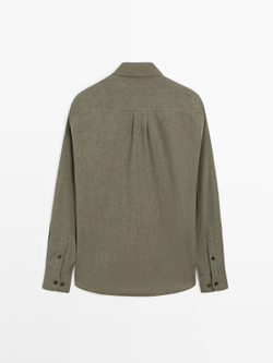 Massimo Dutti Меланжевая рубашка классического кроя, зеленый