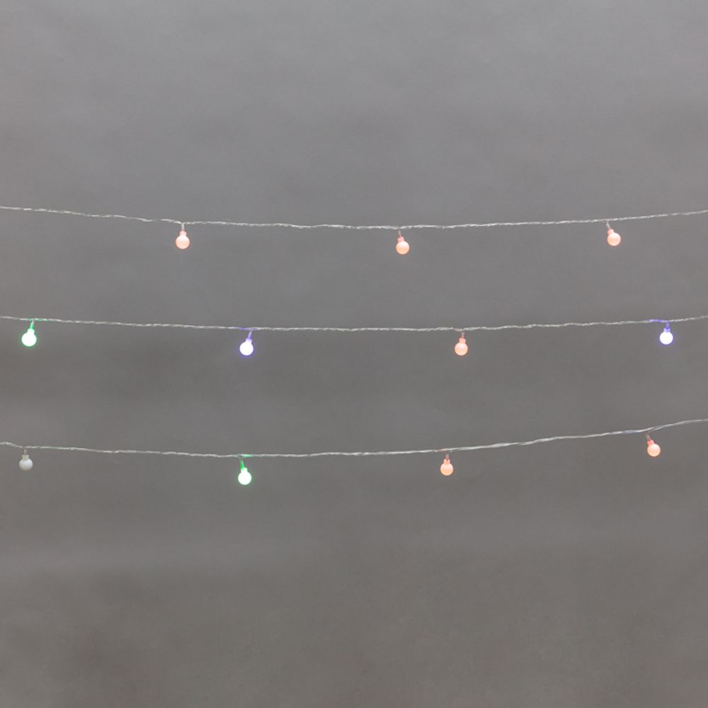Гирлянда светодиодная Шарики 5м, 20LED, IP20, прозрачный провод, свечение мульти (RG/RB), контроллер