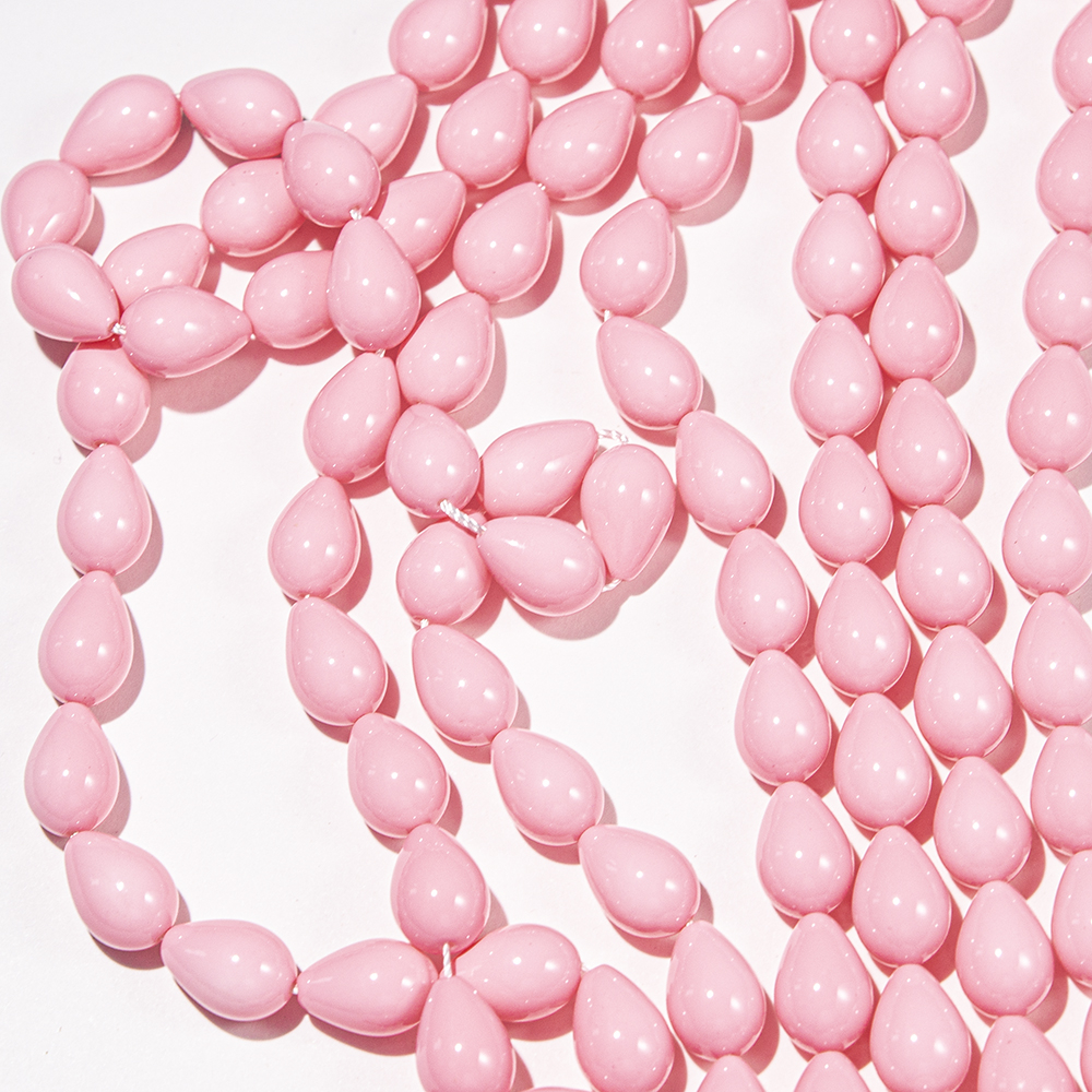 Хрустальный жемчуг, оттенок "Лаковый розовый", капля 9*13мм