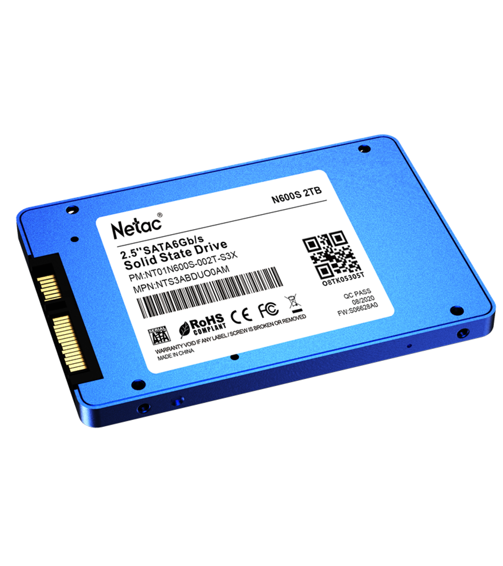 Ssd накопитель Netac SSD N600S 2TB 2.5 SATAIII 3D NAND, 7mm, R/W up to 545/500MB/s, TBW 1120TB, 5y wty