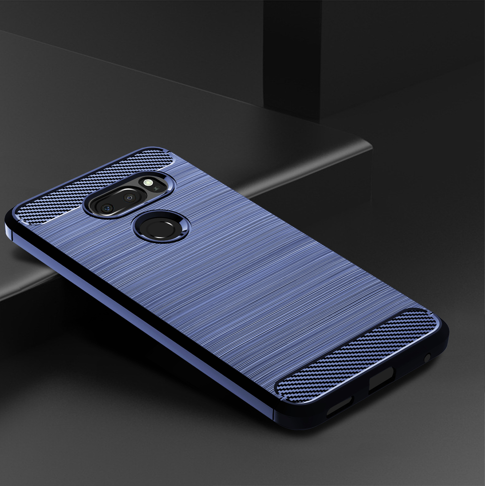 Чехол для LG V30S ThinQ (V30S+ ThinQ, V35 ThinQ) цвет Blue (синий), серия Carbon от Caseport