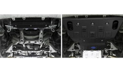 Защита радиатора и картера Rival для Toyota Hilux VII (V - 2.5D; 3.0D) 2005-2015, сталь 3 мм, с крепежом, штампованная, 2111.5790.1.3