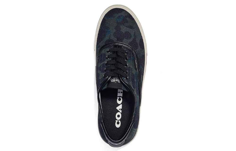 COACH leather low-cut lace-up fashion sneakers men's blue