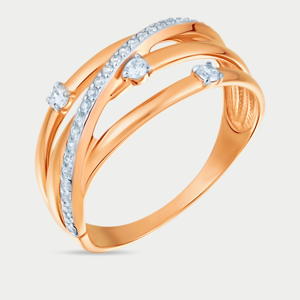 Кольцо для женщин из розового золота 585 пробы с фианитами (арт. 1101954)
