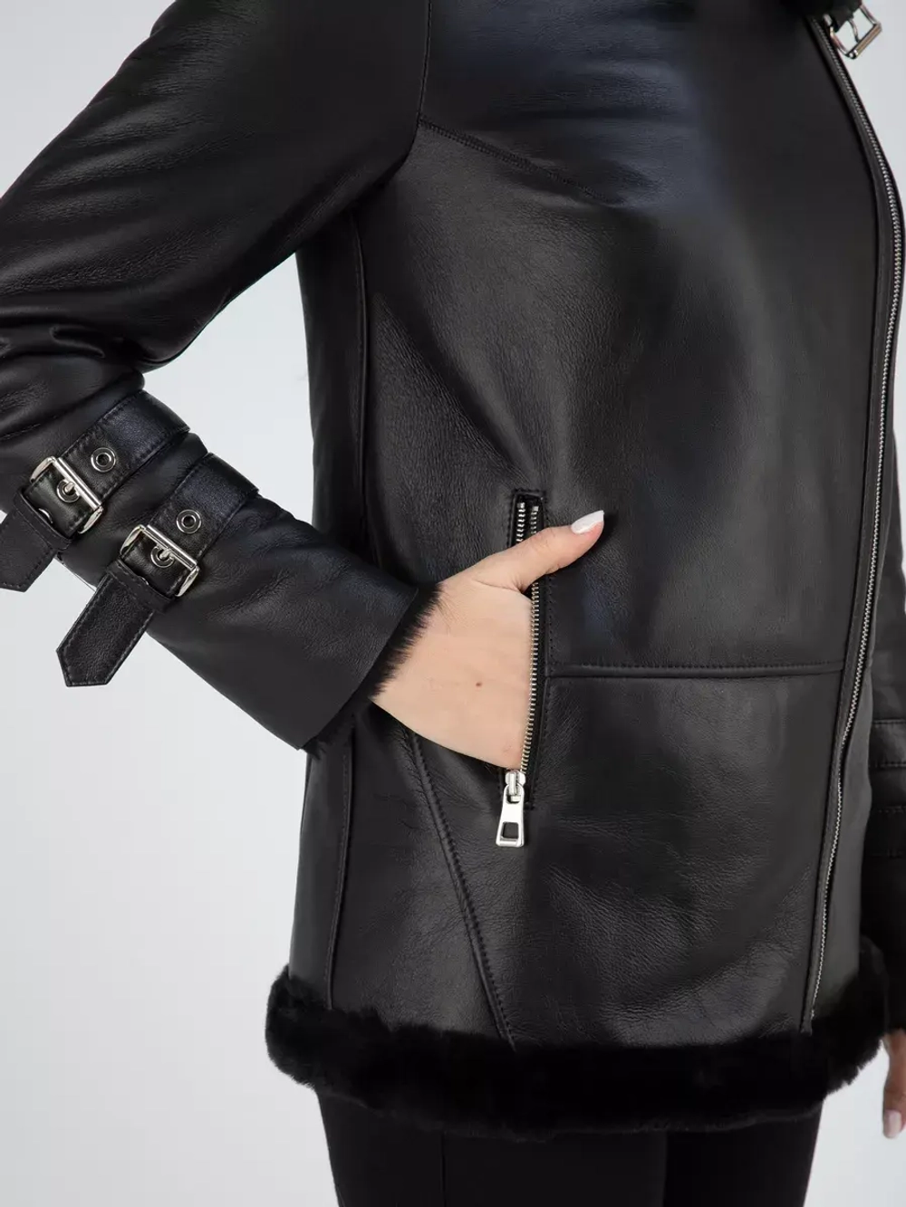 Дубленка зима короткая натуральная авиатор