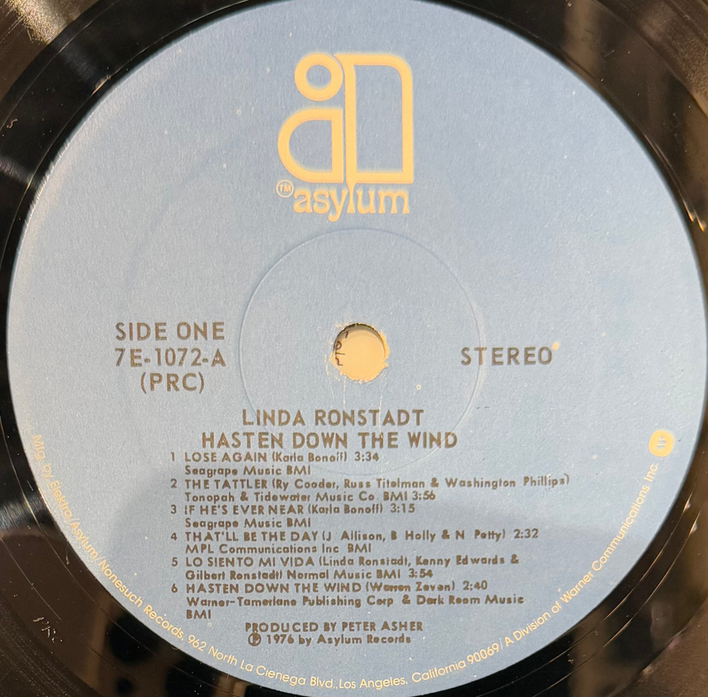 Виниловая пластинка Linda Ronstadt ‎– Hasten Down The Wind LP