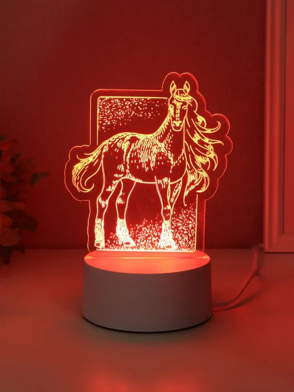Светильник "Лошадь" LED RGB от сети RISALUX 9,5х12,9х16 см