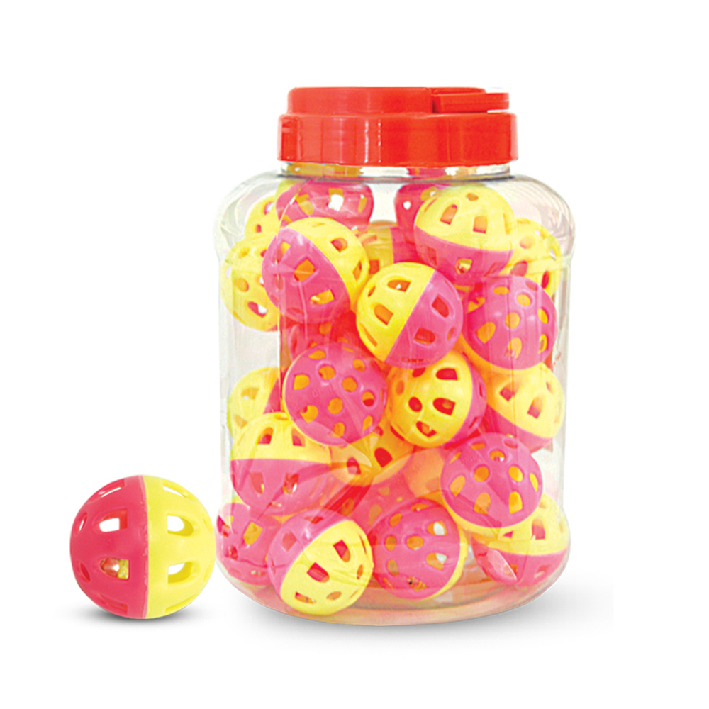 Игрушка для кошек "Мяч-погремушка", желто-розовый, d35мм (банка 36шт.), Triol