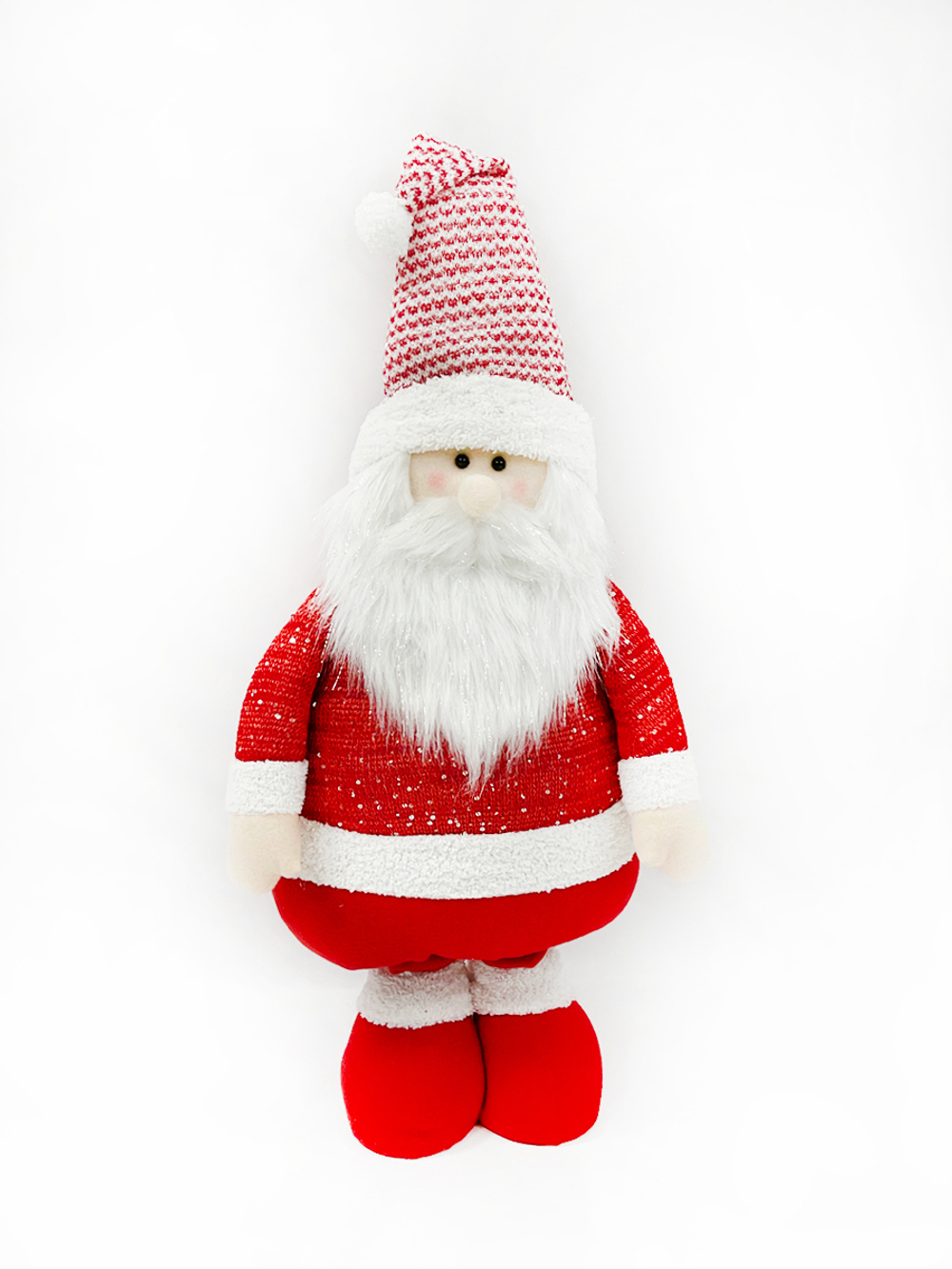 Гном на высоких ногах в колпачке 75-120см ChristmasDeLuxe красно-белый