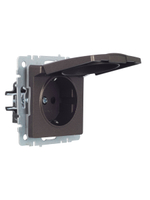 BRITE Розетка 1-местная с заземлением с защитными шторками и крышкой 16А IP44 РСбш10-3-44-БрТБ темная бронза IEK