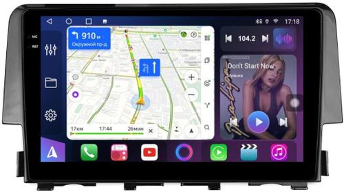 Магнитола для Honda Civic 10 2015-2021 - FarCar S400-TS18 монитор 9.5" QLED на Android 14, CarPlay, 4G SIM-слот