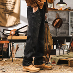 Мужские джинсы чёрного в американском классическом ретро-стиле, осенние свободные прямые брюки больших размеров, новые модные повседневные брюки для мужчин 2025 года