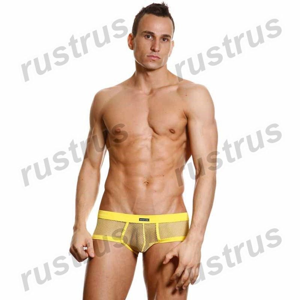 Мужские трусы в сетку хипсы желтые Manstore