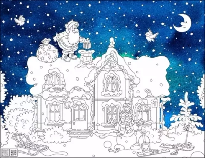 Цифровое панно ID Wall Раскраска в цвете "Дед Мороз привез подарки"